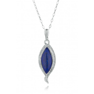 Silver necklace with flame shape Lapis pendant with zircons LAPISN2 Swan