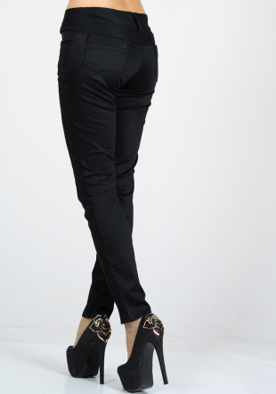 Black trousers with lace side elements BF RUMENA