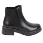 Women's black leather boots with elastic and thick soles 32782