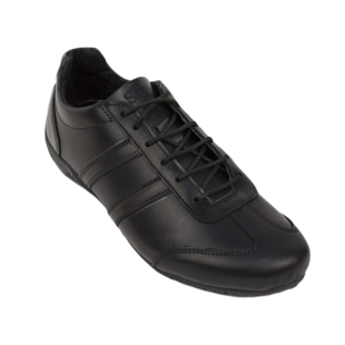 Black low men's sneakers made of genuine leather 104NERO