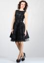 Women's dress with flock flowers taffeta RUMENA