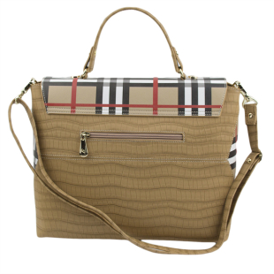 Elegant women's bag in checkered and beige leather 884-34