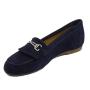 Women's suede moccasins elegant blue model with genuine leather buckle SABABLUE