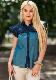 Elegant denim shirt fabric with curls on the sleeves Avangard