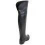 Women's black leather high boots low heels 