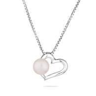 Colie inima din argint cu perla naturala alba IP0721W Swan