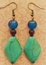 Women's designer earrings with turquoise, amethyst and agate FW2114