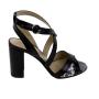 Women's sandals in black with elements in leather in print 21334