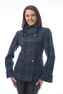 Women's short coat in blue and green with cuff 12002-T28