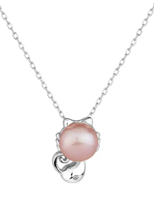 Ladies Silver Necklace with Pink Freshwater Pearl LA691NP