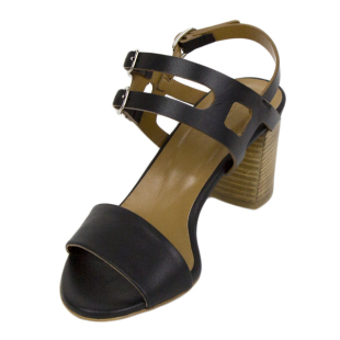Women's black natural leather sandals 17101-02BLACK