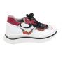 Women's real leather white sneakers with printed textile 21494