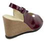 Sandale bordo cu imprimeu de șarpe din piele naturală lăcuită pentru femei