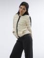 Women's ecru jacket with fringe and black edging 41915/260