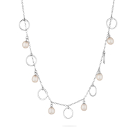 Colie din argint cu perle albe naturale si cercuri IHL0042W Swan