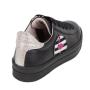 Women's black leather trainers with satin ties 34177