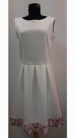 White dress with red with white flowers finishining RUMENA
