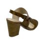 Women's brown leather sandals with medium heels 19177