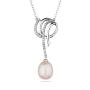 Silver necklace with natural white pearl and zircons CAA068 Swan