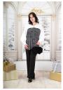 Women's elegant double-breasted maxi tunic in white and gray Avangard
