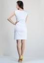 White dress with mustard and green geometric element RUMENA