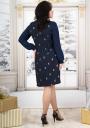 Elegant women's dress in blue color with trapezoidal sleeves Avangard