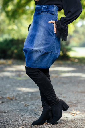 Fustă în albastru-denim cu bumbac Avangard 