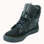 Women's black suede leather boots with removable collar 20596
