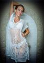 Knited Tunic with Stripe Under in White Colour Z-2012