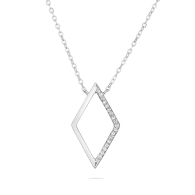 Silver rombus pendant necklace with zircons XH1658N Swan