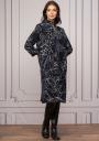 Elegant dress with long sleeves in dark blue and white motifs Avangard