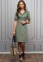 Women's elegant dress in red color with buttons Avangrard 