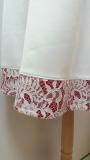 White dress with red with white flowers finishining RUMENA