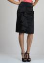 Elegant Straight Black Dress with Falling Frills RUMENA