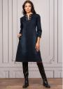 Elegant denim dress with open neckline and belt Avangard