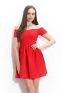 Red dress with fallen shoulders