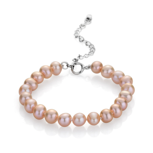 Bracelate with fresh water pink pearls 6.5-7mm R0436BR Swan