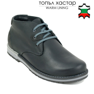 Men's black nubuck leather boots with ties 93172black