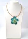 Necklace With Real Mokara Orchid In Turquoise Dannyra Jewels