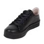 Women's black leather trainers with satin ties 34177