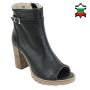 Women's perforated black leather summer boots on high heels