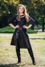 Black dress with leatehr skirt and sewn asymmetric bolero Avangard