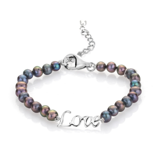 Bracelate with fresh water black pearls RLOVEBB Swan