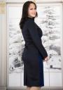 Women's black dress with blue jacquard decoration straight Avangard