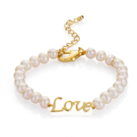 Гривна със сладководни бели перли RLOVEBWG Swan