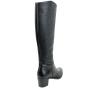Women's black leather high boots with croco effect
