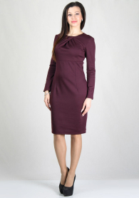 Marsala dress with tucks on neck RUMENA