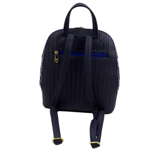 Women's backpack bag with front zipper in blue color 872-6