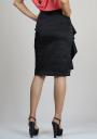 Elegant Straight Black Dress with Falling Frills RUMENA
