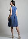 Rochie de culoare albastră cu volane fine decorative RUMENA